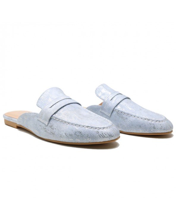 BABOUCHES CONFORTABLES BOUT POINTU – BLEU