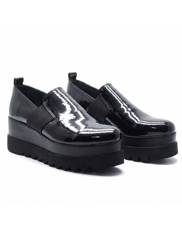 CHAUSSURE COMPENSÉES EN CUIR – NOIR