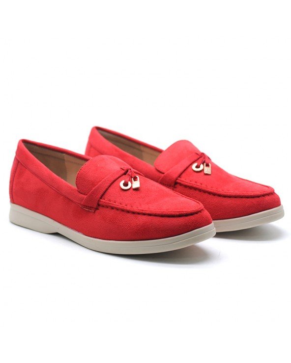 Mocassins souples -ROUGE