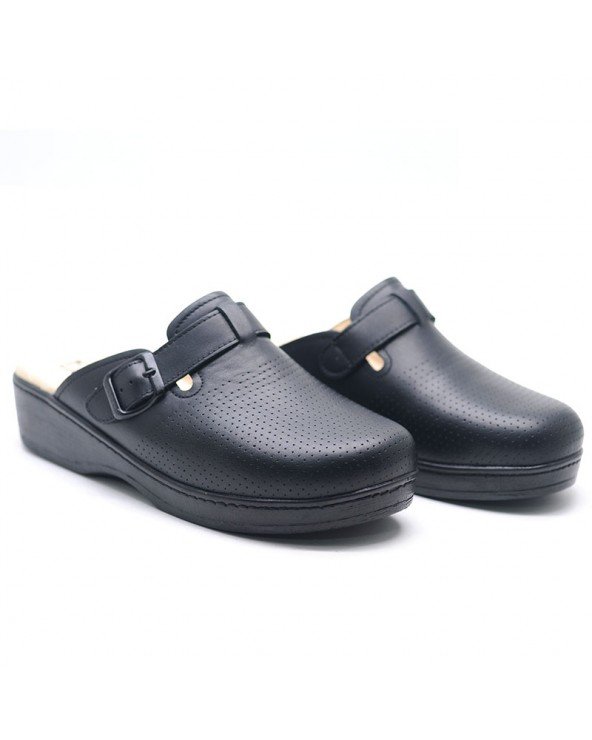 SABOTS EN CUIR – NOIR